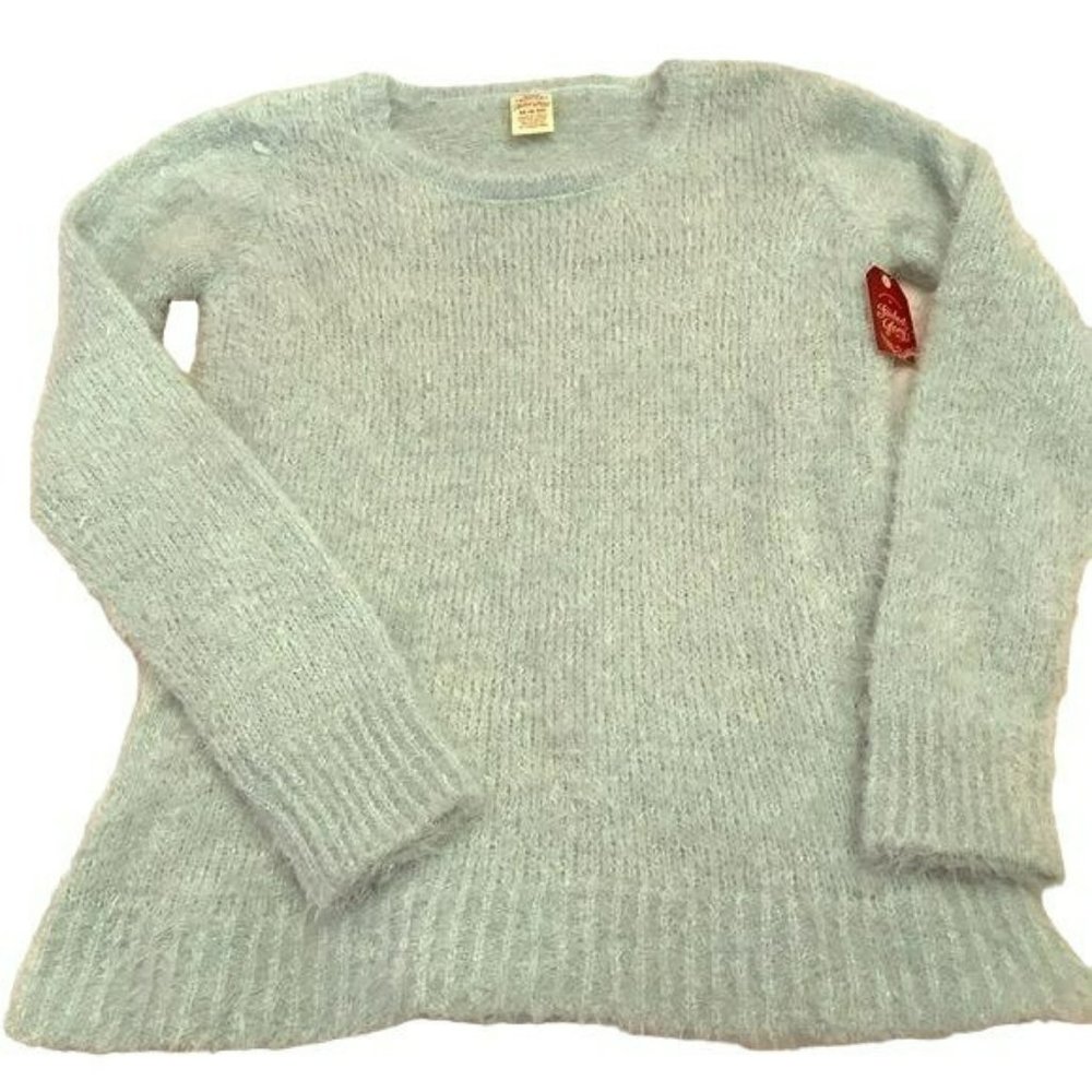 Faded Glory Soft Aqua Poly-Blend Sweater NEW 8-10